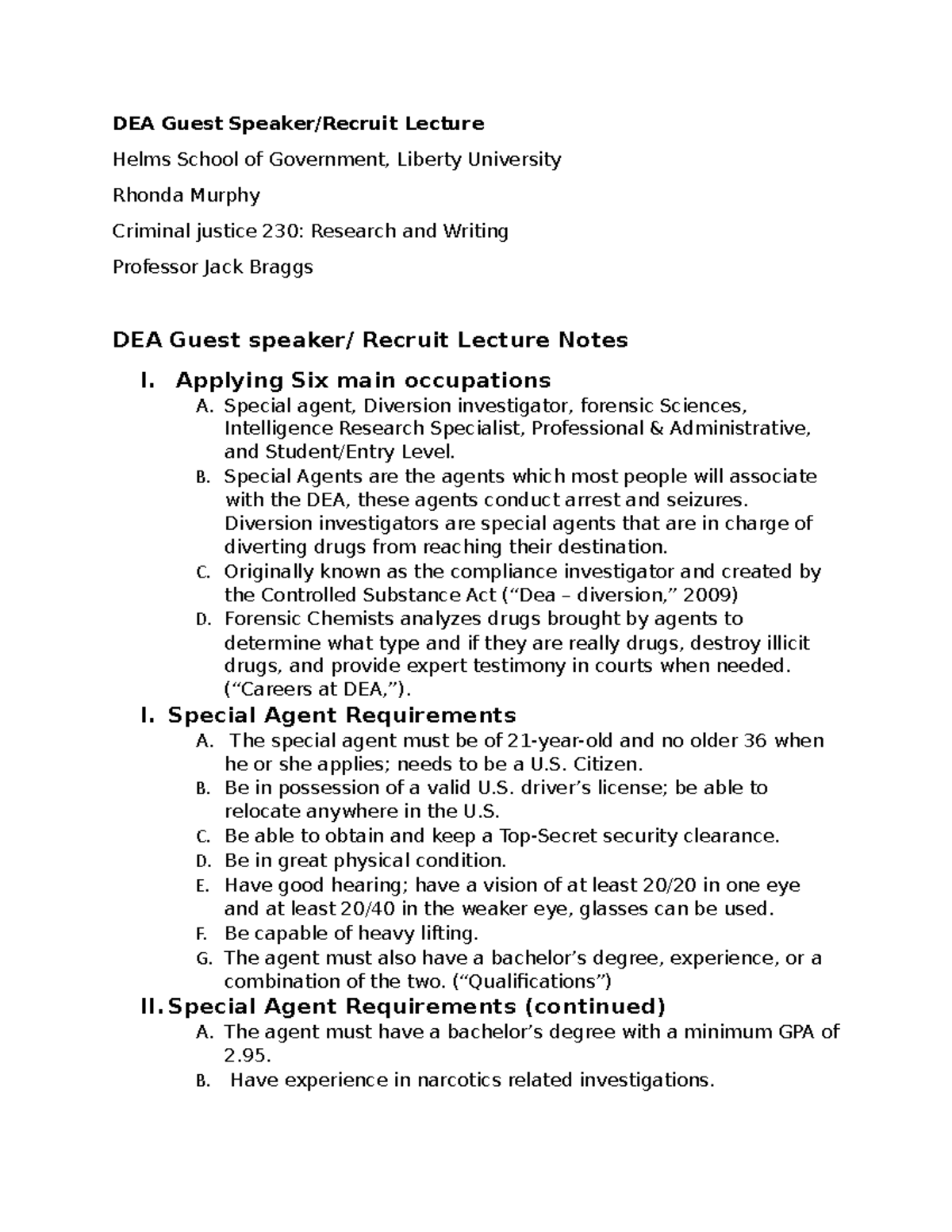 DEA Speaker Notes Guest DEA Recruit Lecture - DEA Guest Speaker/Recruit ...