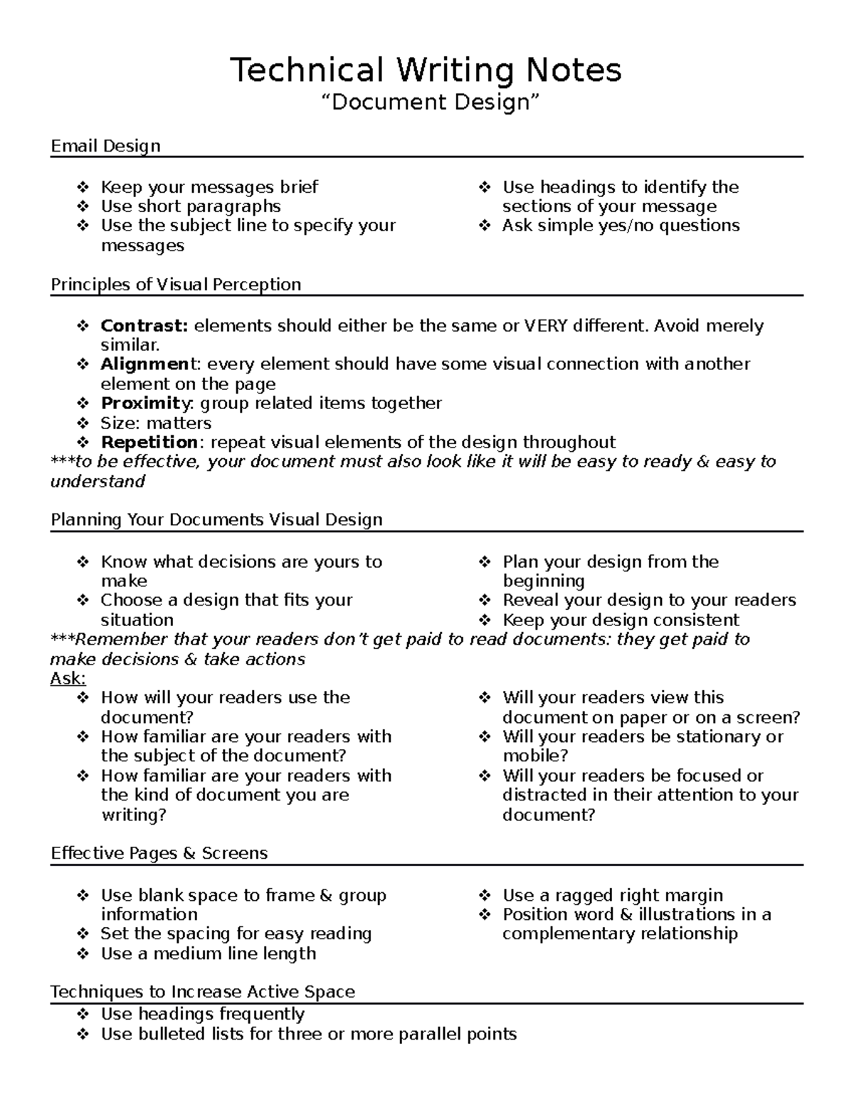 Technical Writing Notes Document Design - Technical Writing Notes ...