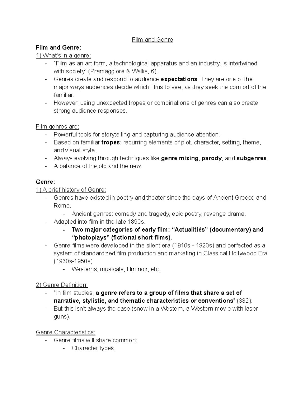 Film and genre notes film and genre film and genre what s in a genre