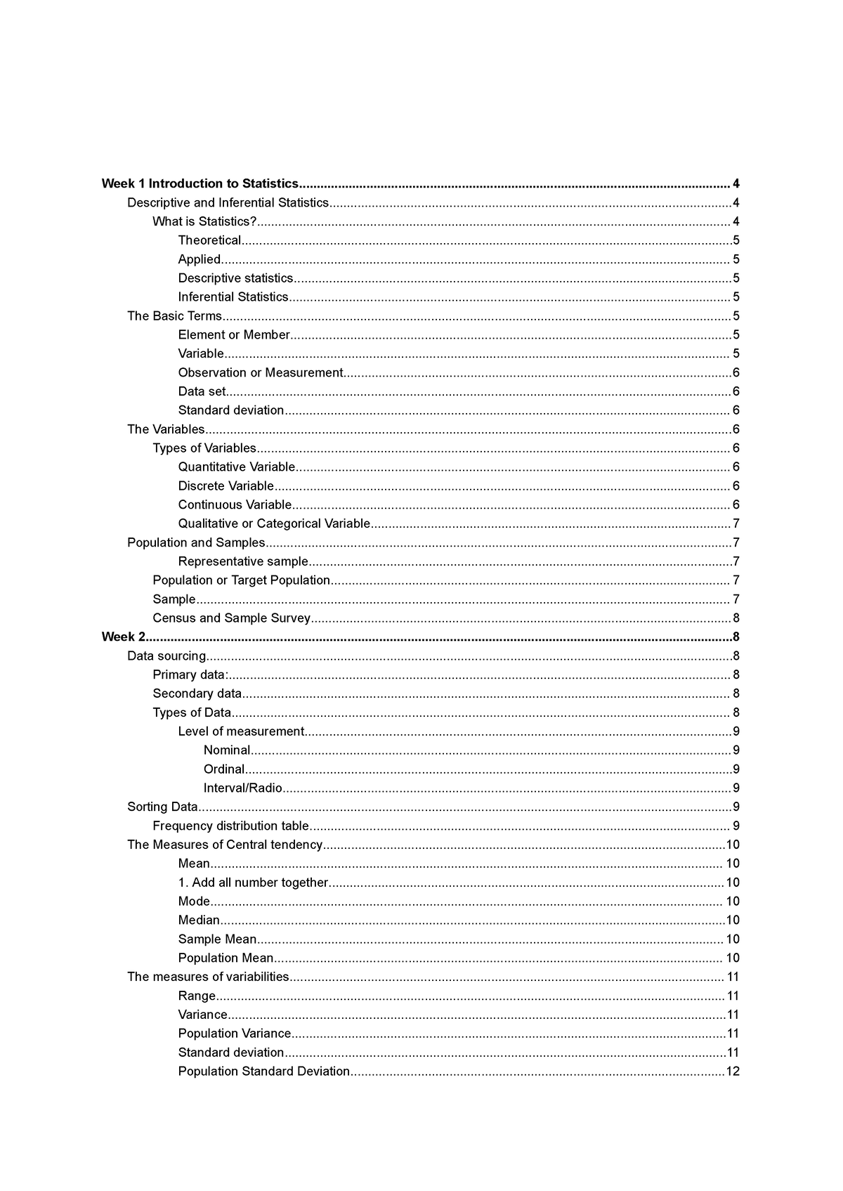 Business Statistics - Week 1 Introduction To - Studocu