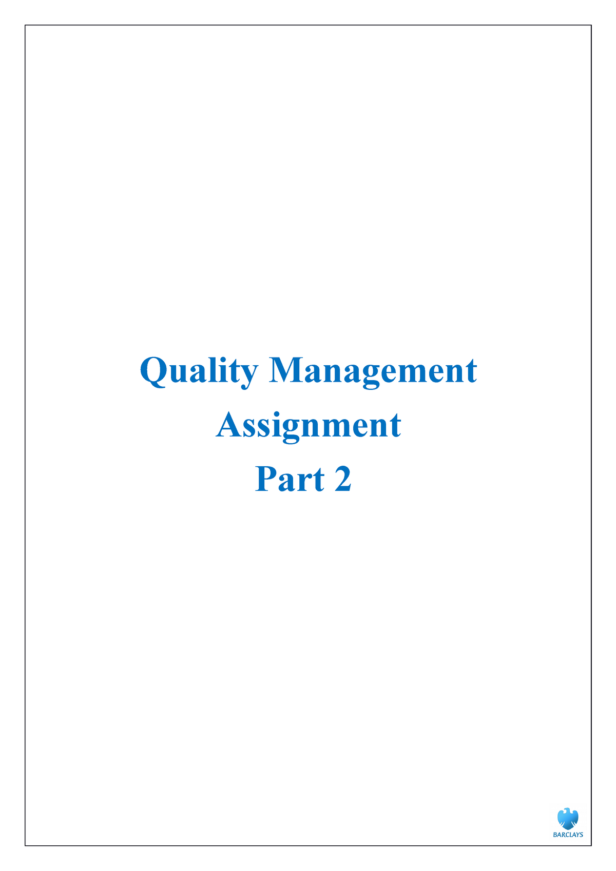 assignment about quality