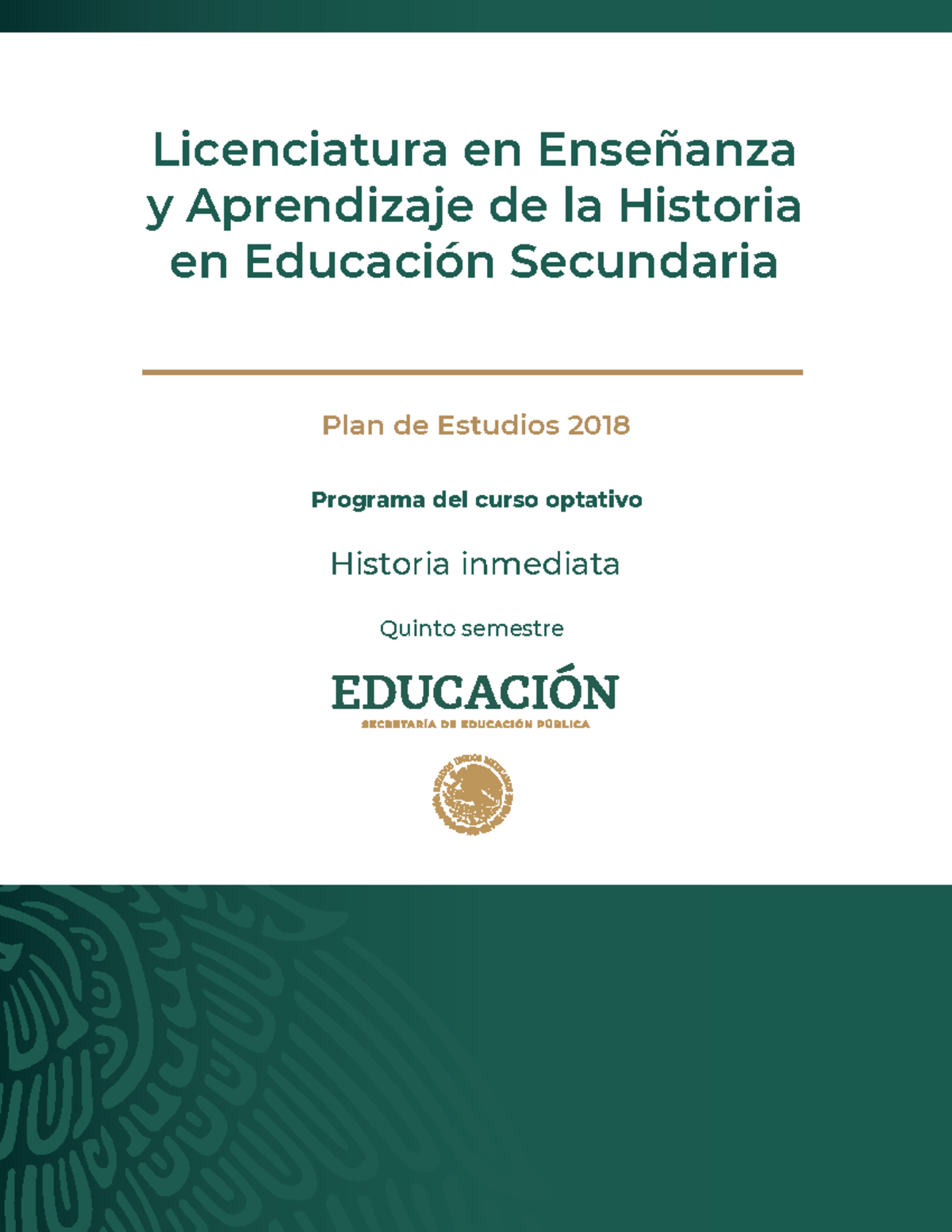 His-Historia inmediata - Quinto semestre Historia inmediata Plan de ...