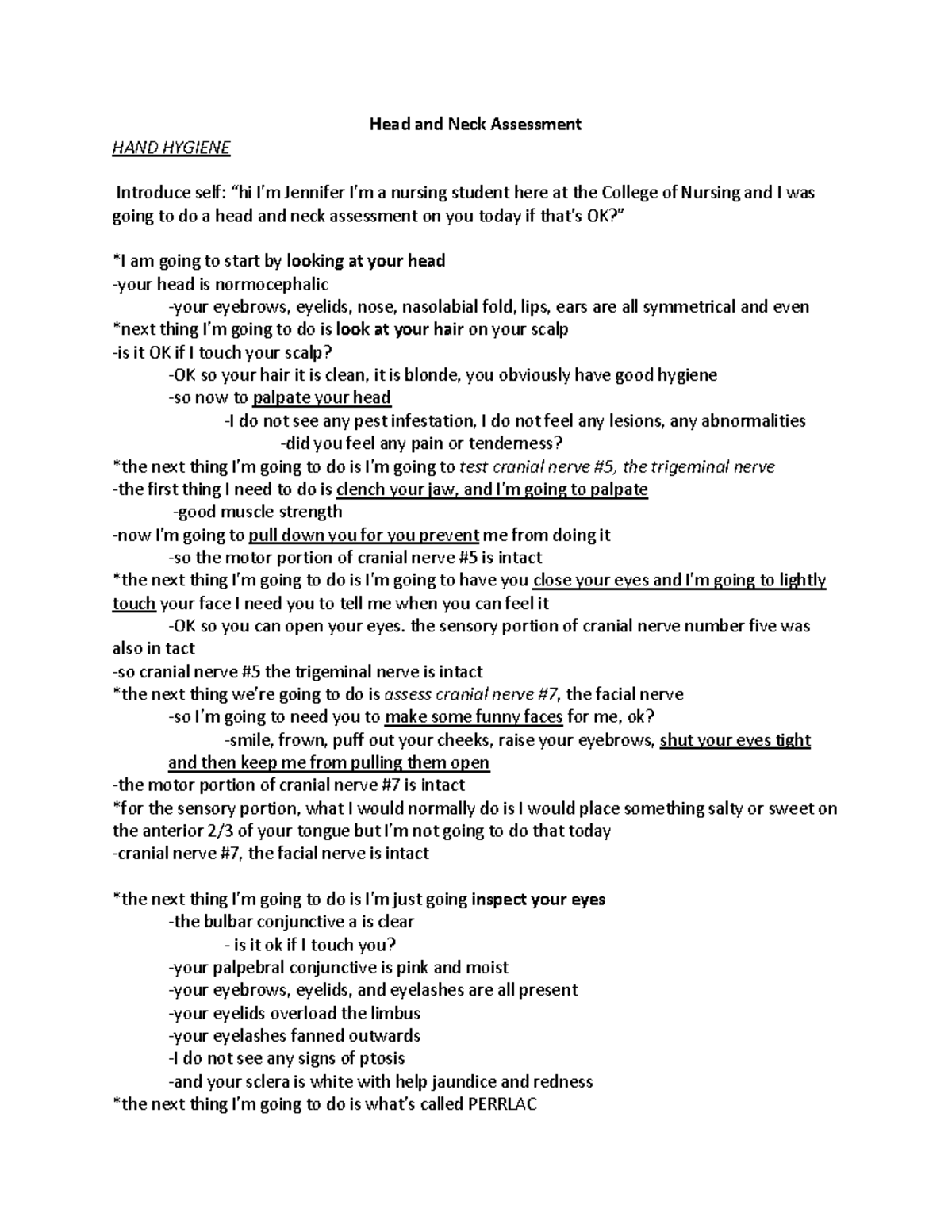 Head and neck assessment - the sensory portion of cranial nerve number ...