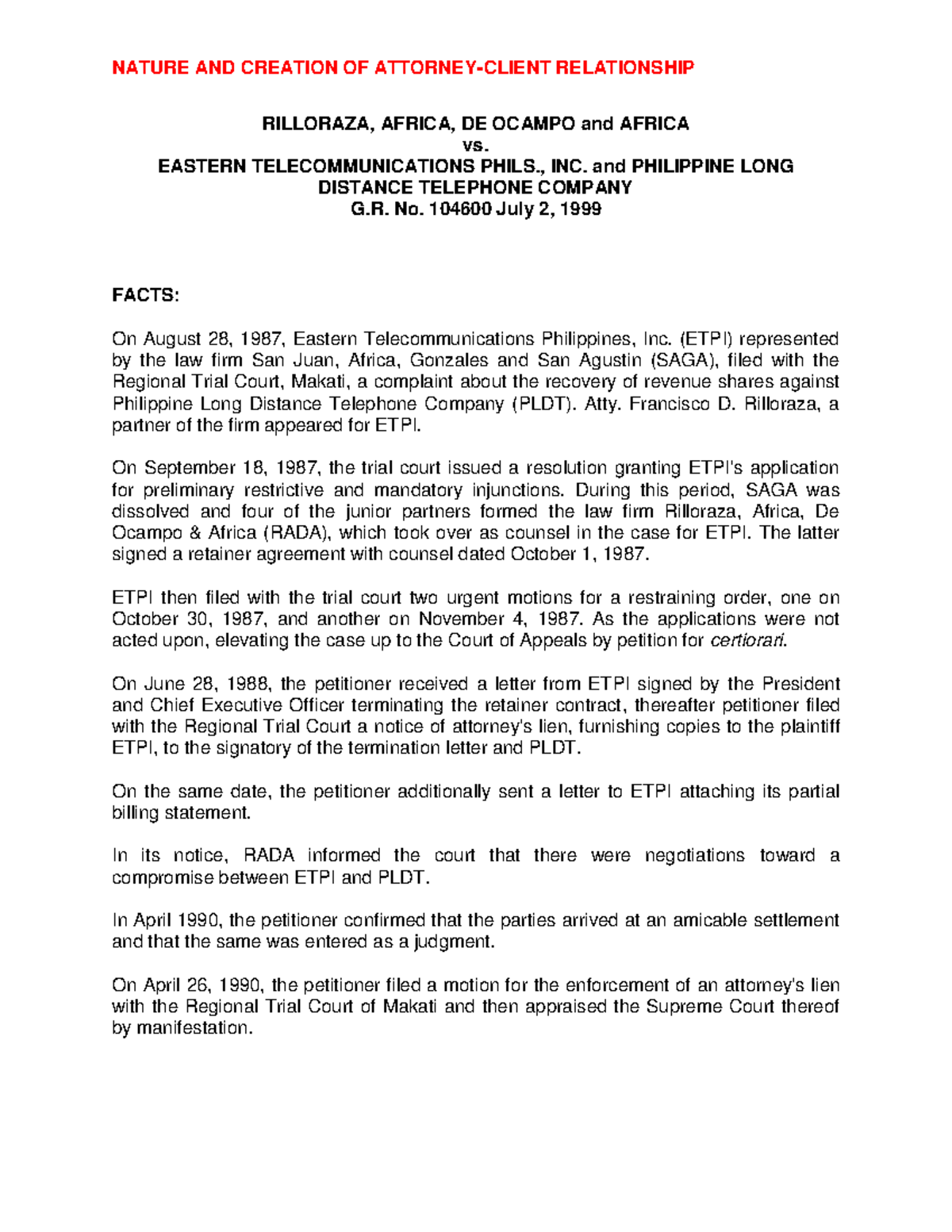 2. Rilloraza Vs Eastern Telecommunications Phils, G.R. No. 104600 July ...