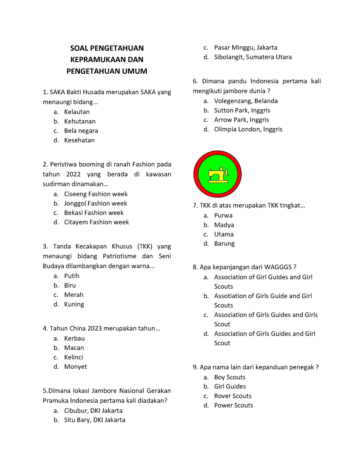 SOAL PUPK 2 Gladi - Pramuka Pengetahuan Kepramukaan - SOAL PENGETAHUAN ...