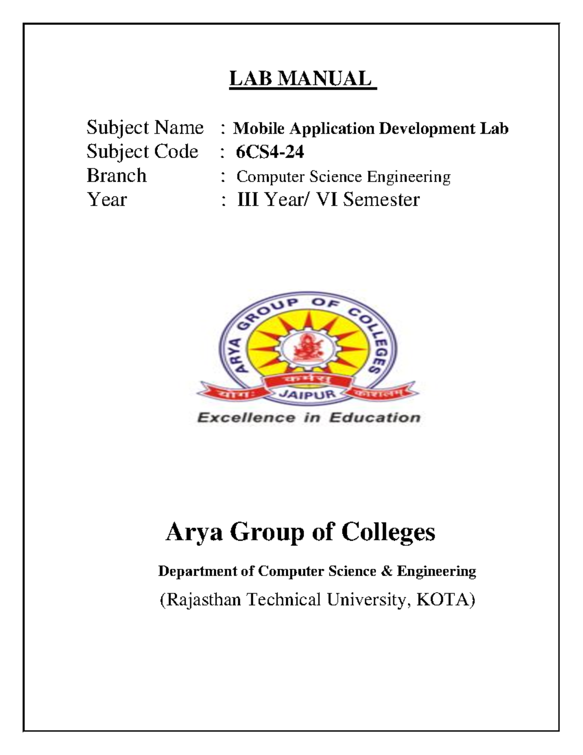 6CS4 24 MAD Lab Manual Warning TT undefined function 32 LAB MANUAL