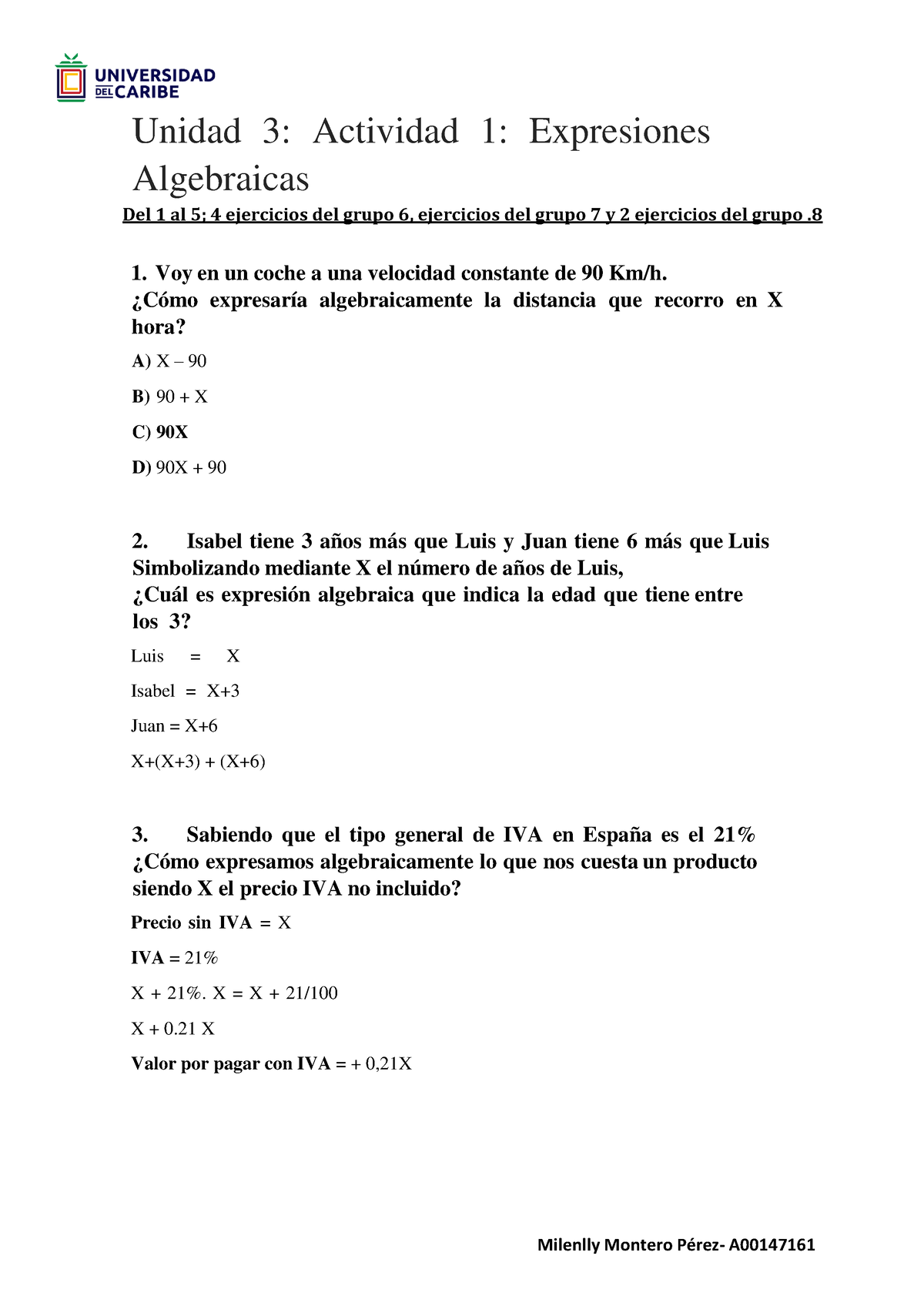 Montero Perez Milenlly Expresiones Algebraicas Unidad 3 Actividad 1 Expresiones Algebraicas 3438