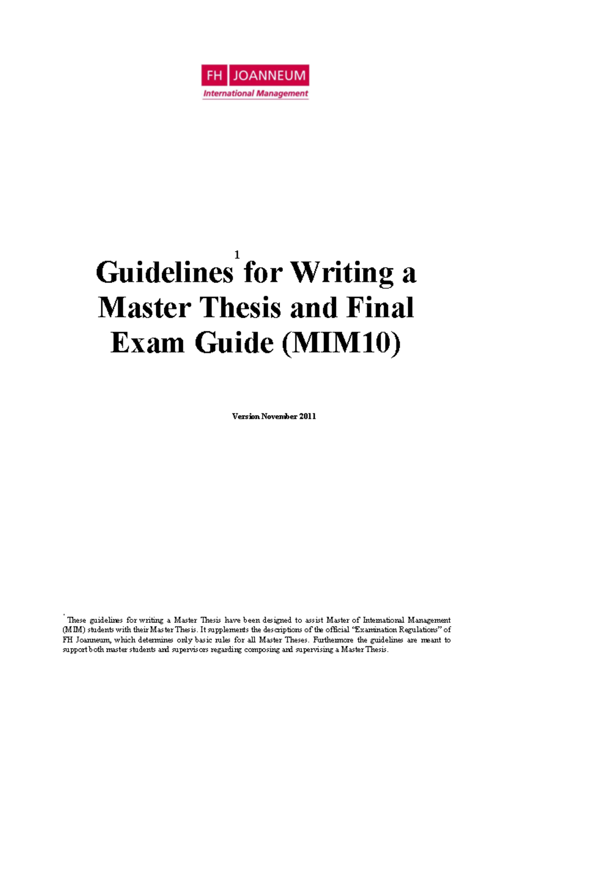 Master Thesis Guide Final Version MIM10 October 2011 - Guidelines 1 for ...