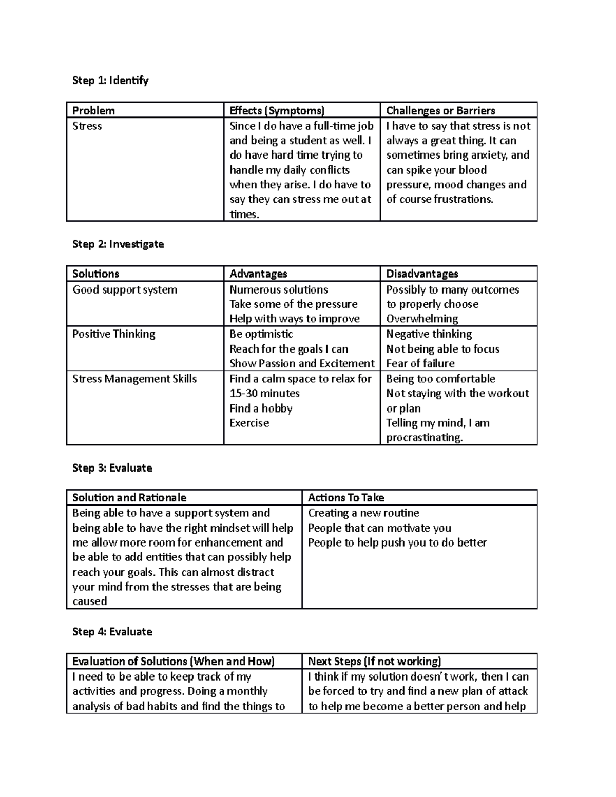 Wk 4 Problem Solving Worksheet - Step 1: Identify Problem Effects ...