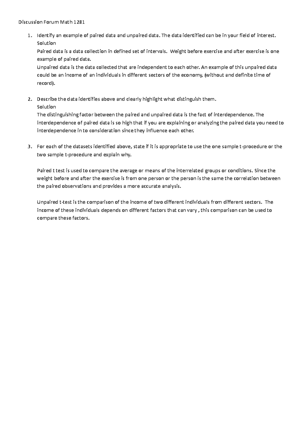 Discussion Forum 3 Math 1281 - Discussion Forum Math 1281 Identify an ...