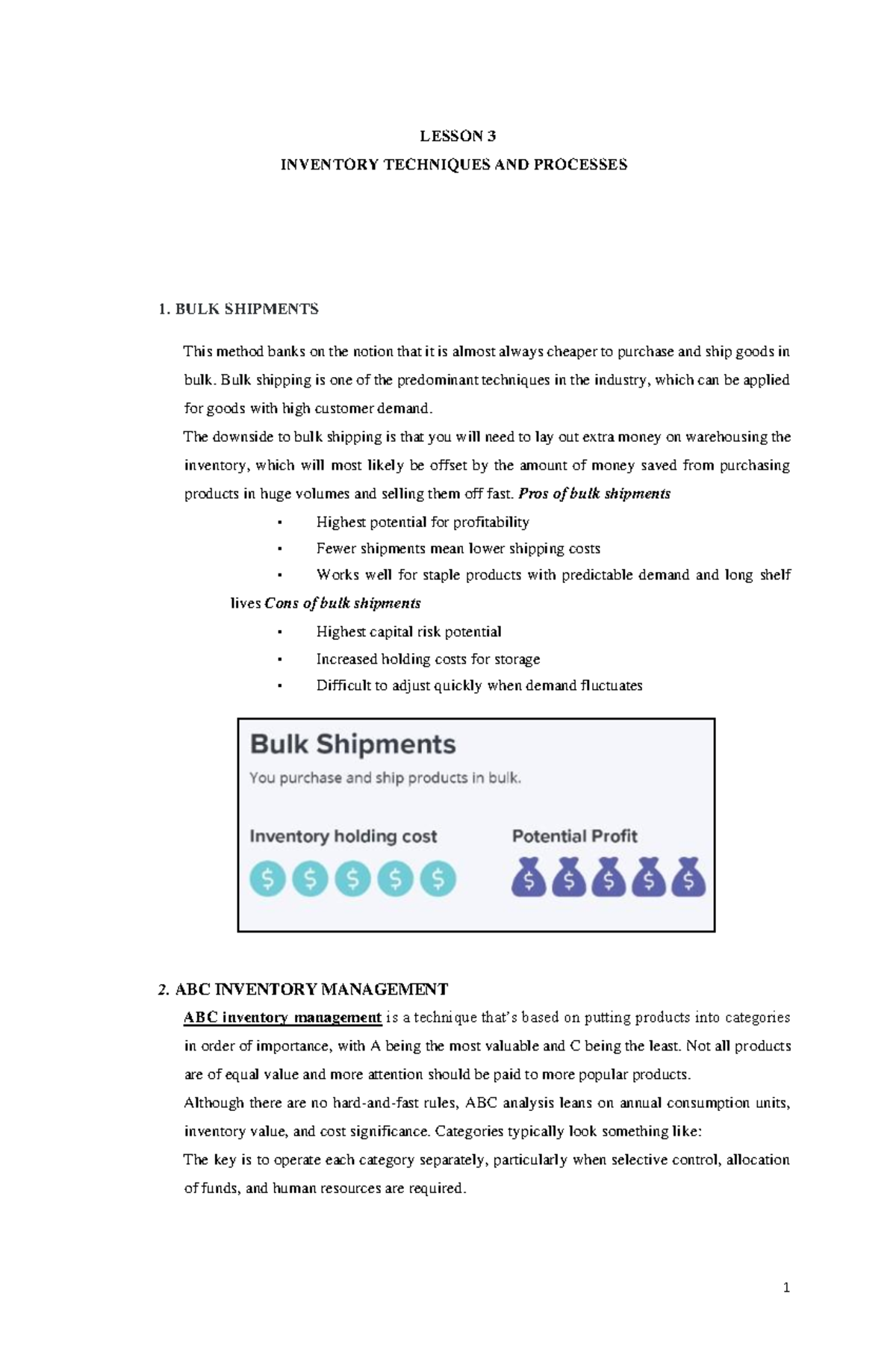 Inventory Management - Lesson 3 - LESSON 3 INVENTORY TECHNIQUES AND ...