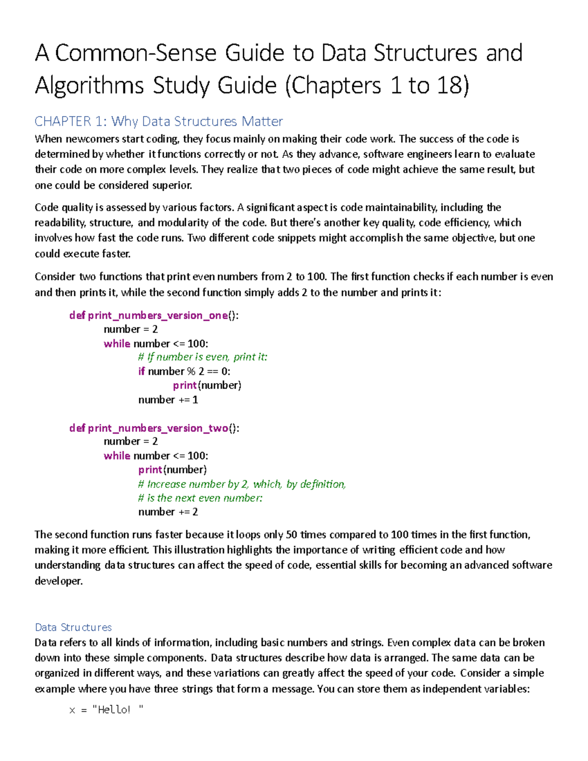 A Common Sense Guide to Data Structure and Algorithms Study Guide - A ...