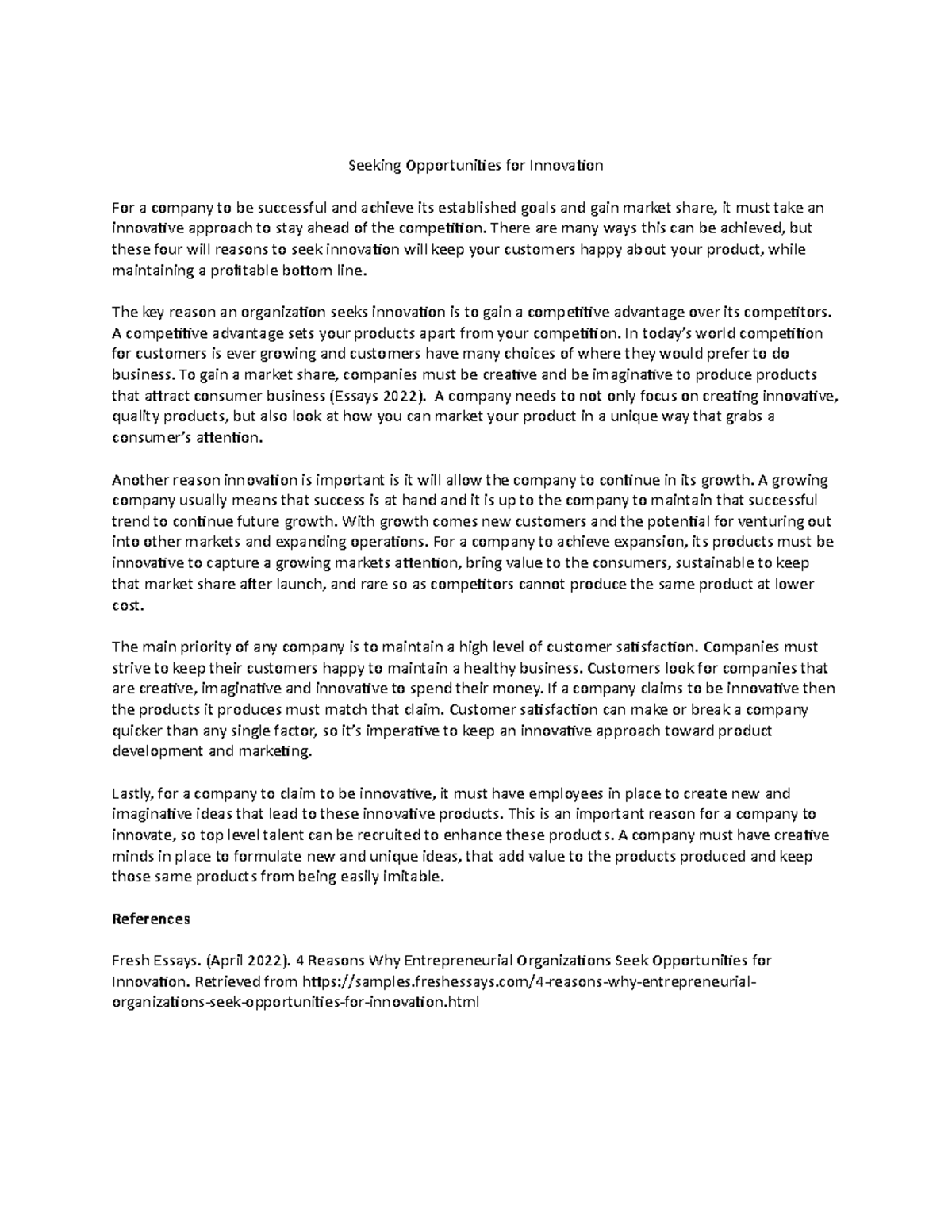 QHT1 Task 3 Task submission Seeking Opportunities for Innovation