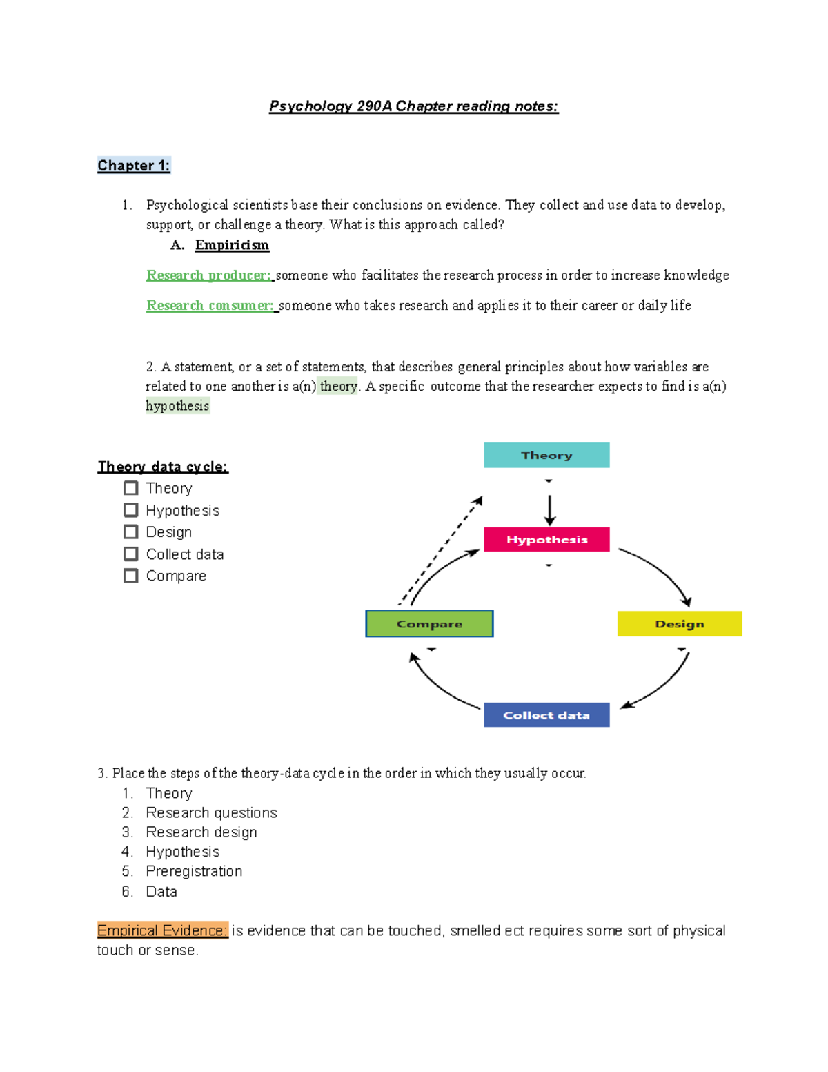 Psy 290 Chapter Reading Notes - Psychology 290A Chapter Reading Notes ...