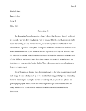 Composition #2 - Essay example for comp II #2 assignment. - Vang 1 ...