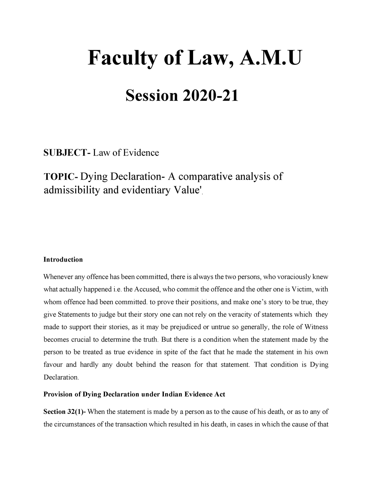 A Comparative Analysis Of Admissibility And Evidentiary Value - Faculty ...