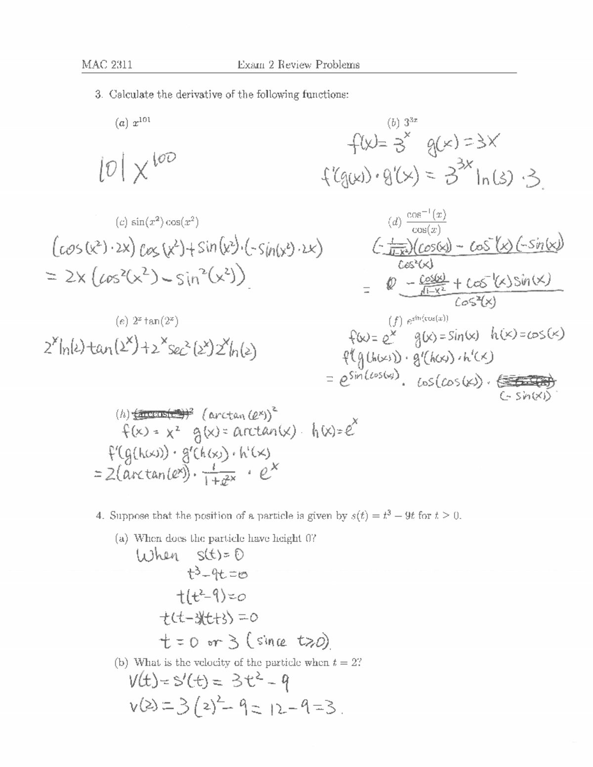 MAC 2311 Feb 24 Sol In Class Worksheet - MAC 2311 - University Of ...