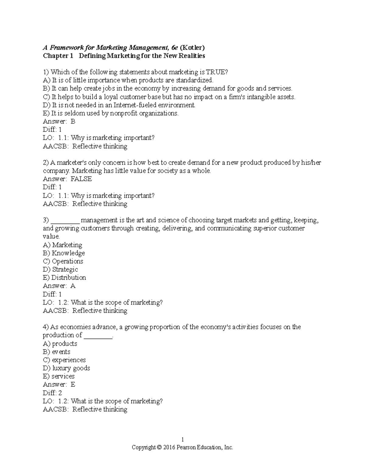 Chapter 1 and Chapter 2 - A Framework for Marketing Management, 6e ...