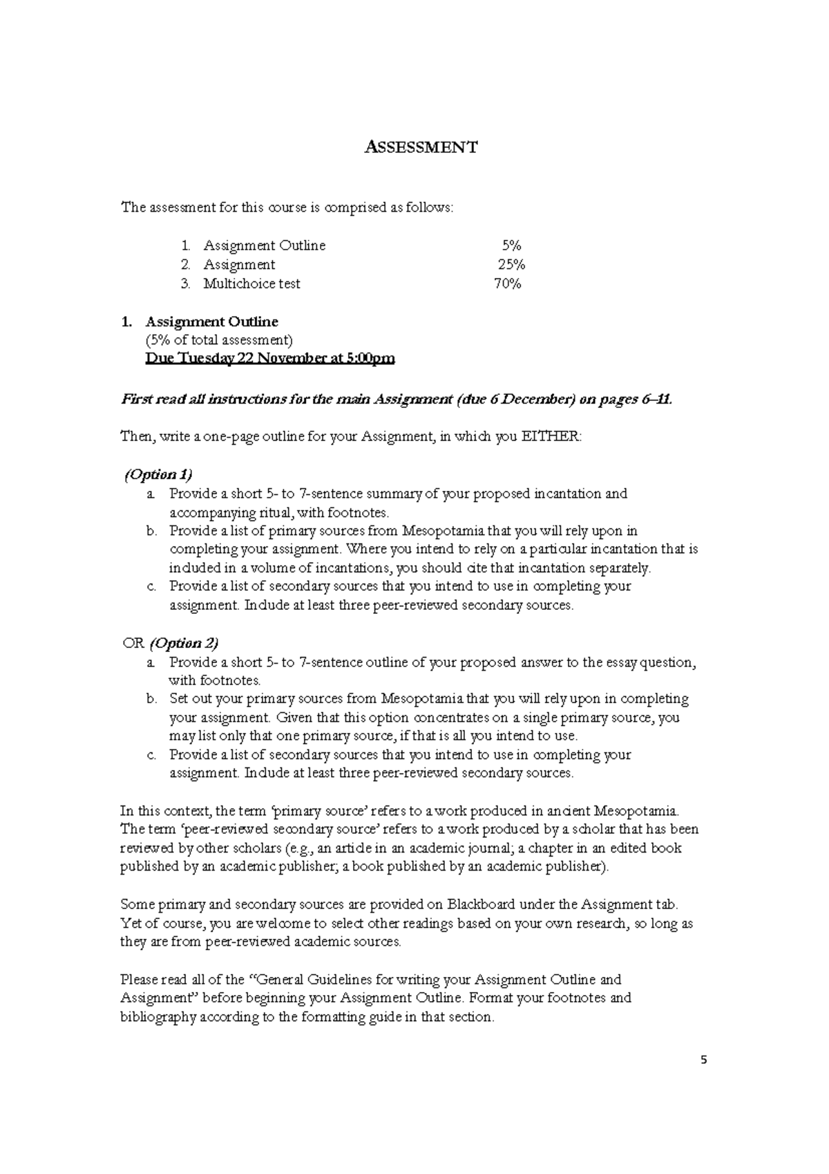 assignment assessment description