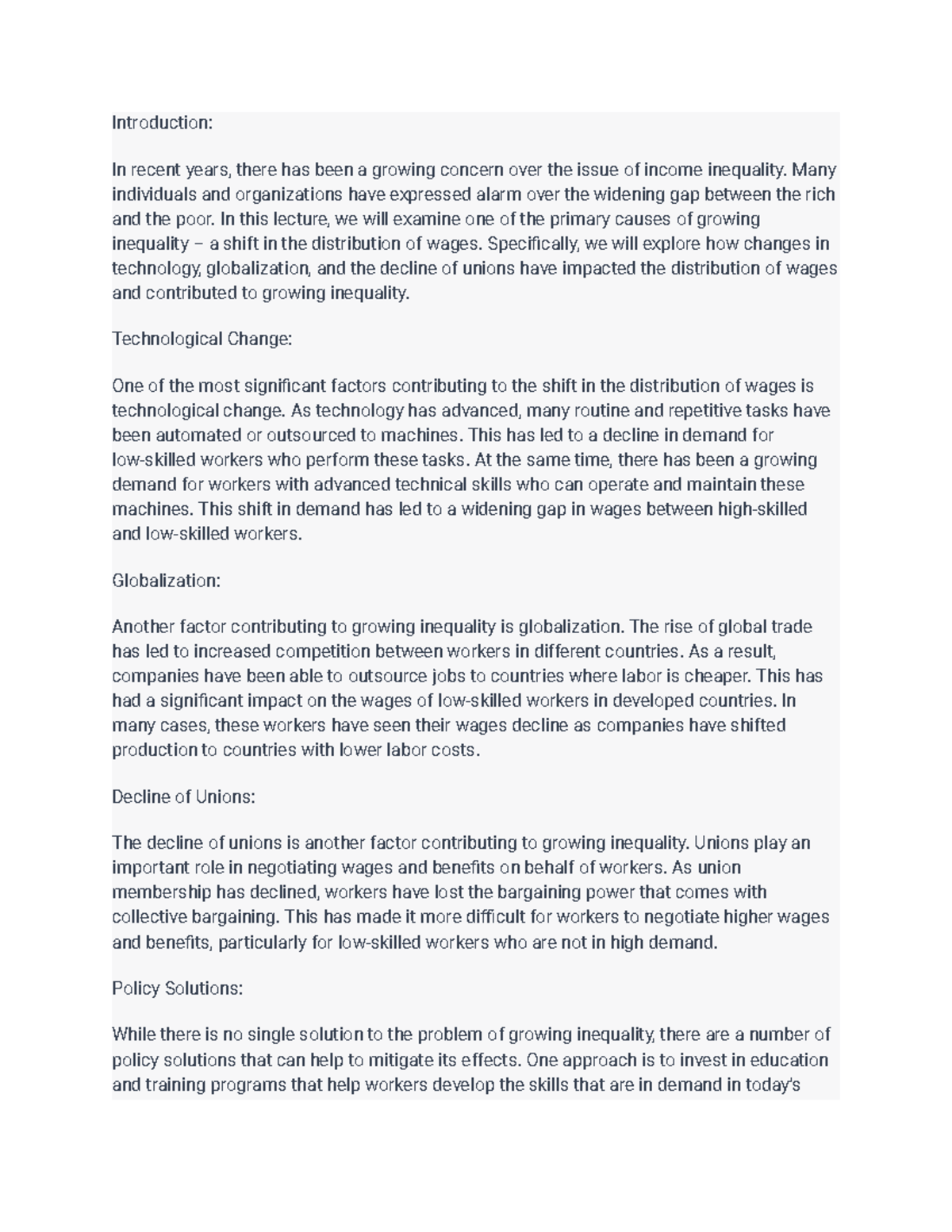 ECON1010 important lecture notes 78 - Introduction: In recent years ...