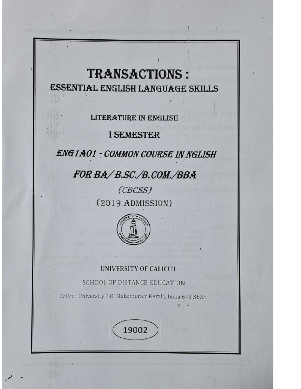 Module 1 - Transactions : Essential English Language Skills,ba english ...