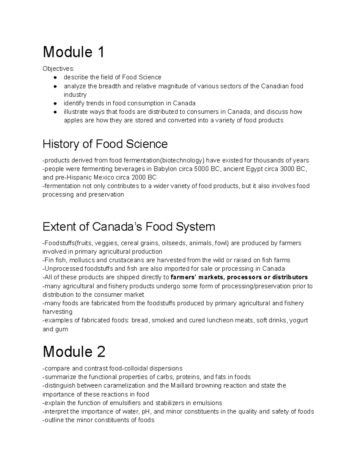 FNH 200 Lesson 14 Module 1 Objectives describe the field of Food