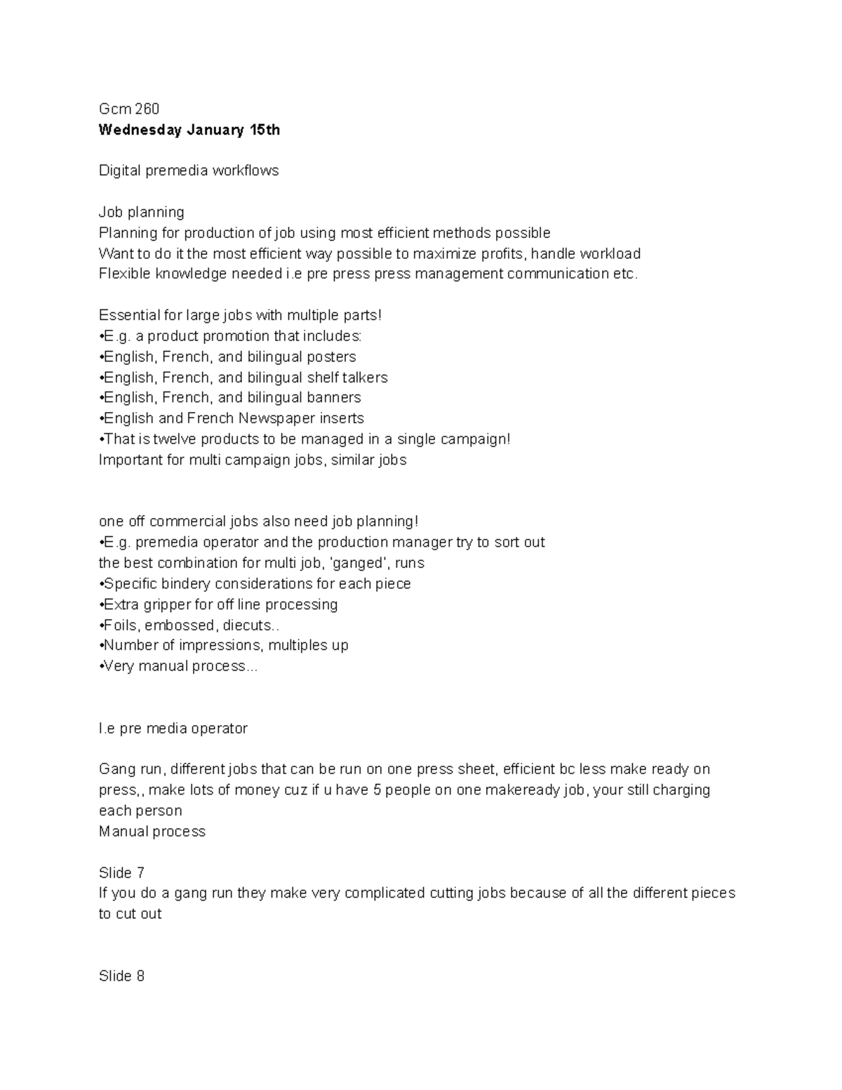 260 January 15th lecture - Gcm 260 Wednesday January 15th Digital ...