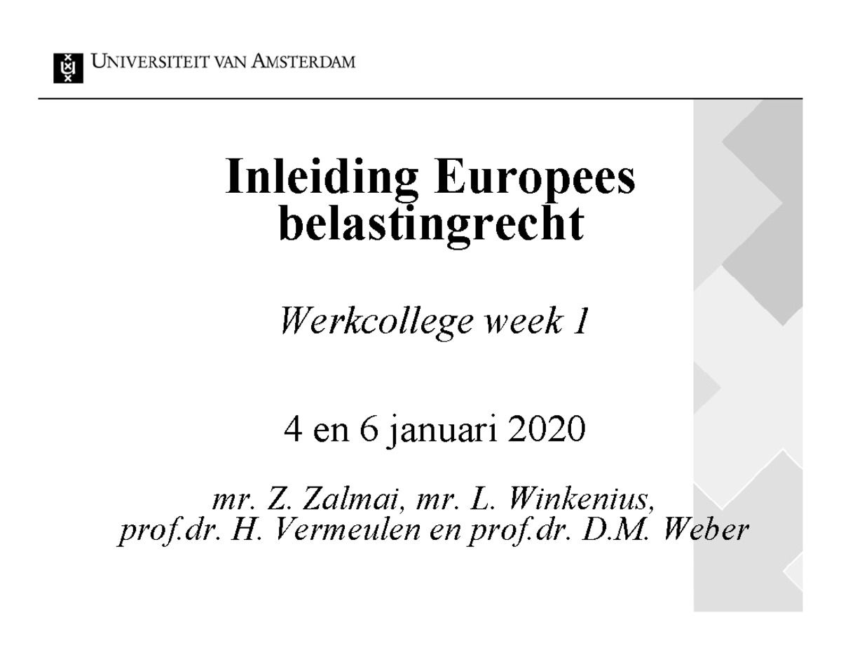 Inleiding EBR WG Week 1 - PPT - Uitwerkingen WG WK 1 - Inleiding ...