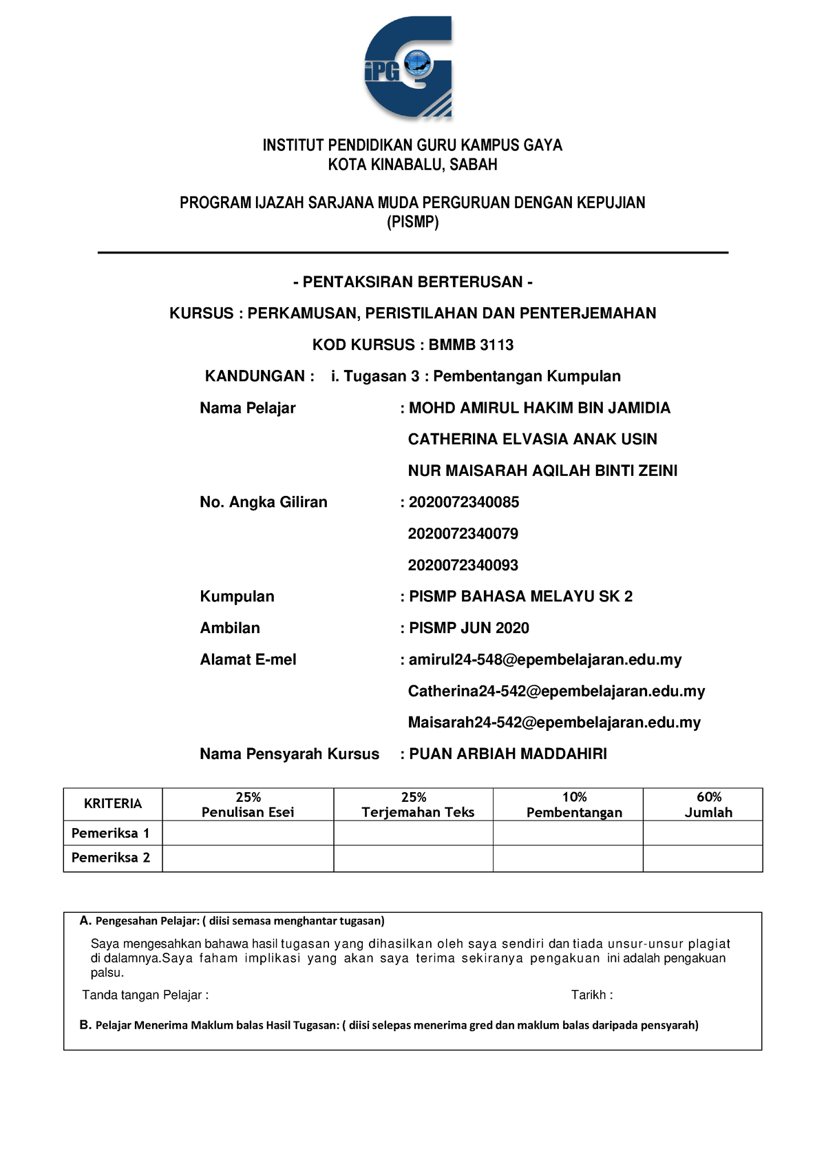 BMMB 3113 - KK3 ( Kumpulan 4 BM SK 2) - INSTITUT PENDIDIKAN GURU KAMPUS ...