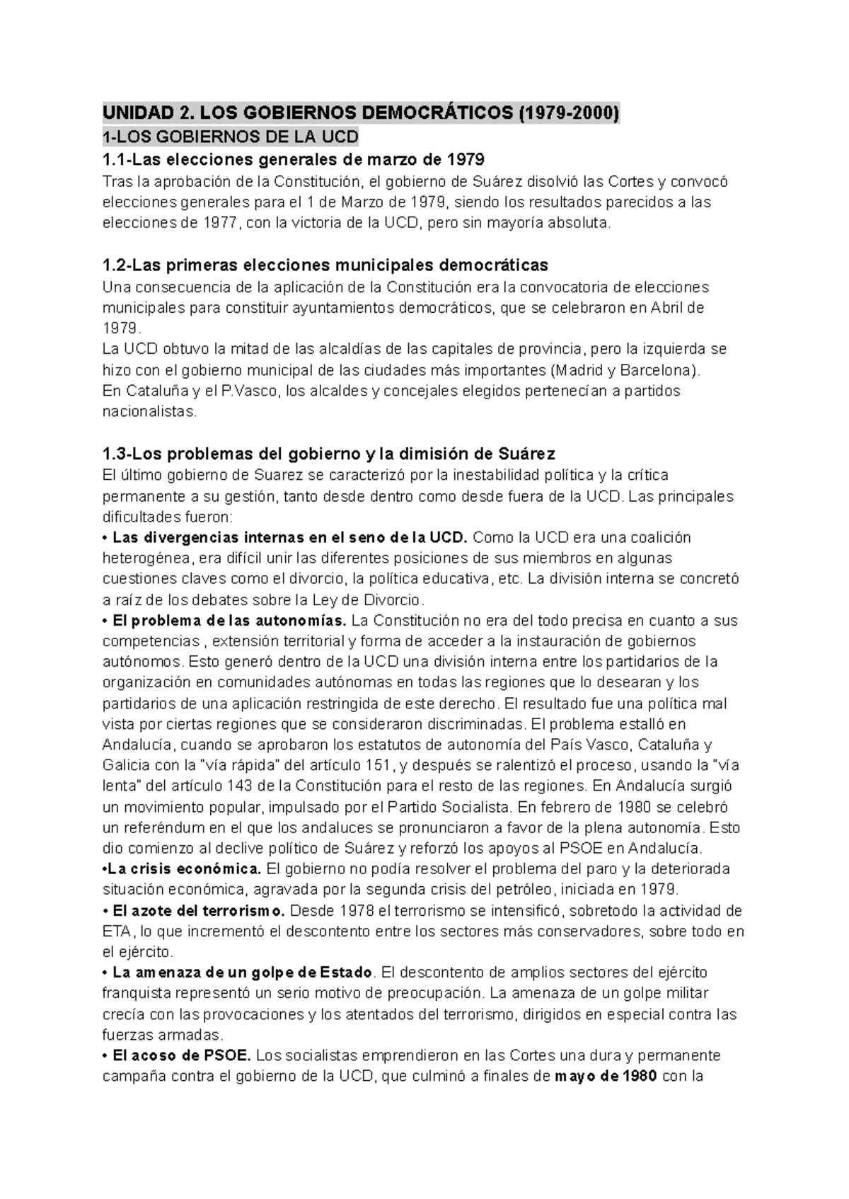 Historia Bloque 12 Tema 2 Unidad 2 Los Gobiernos DemocrÁticos 1979 2000 1 Los Gobiernos De 7654