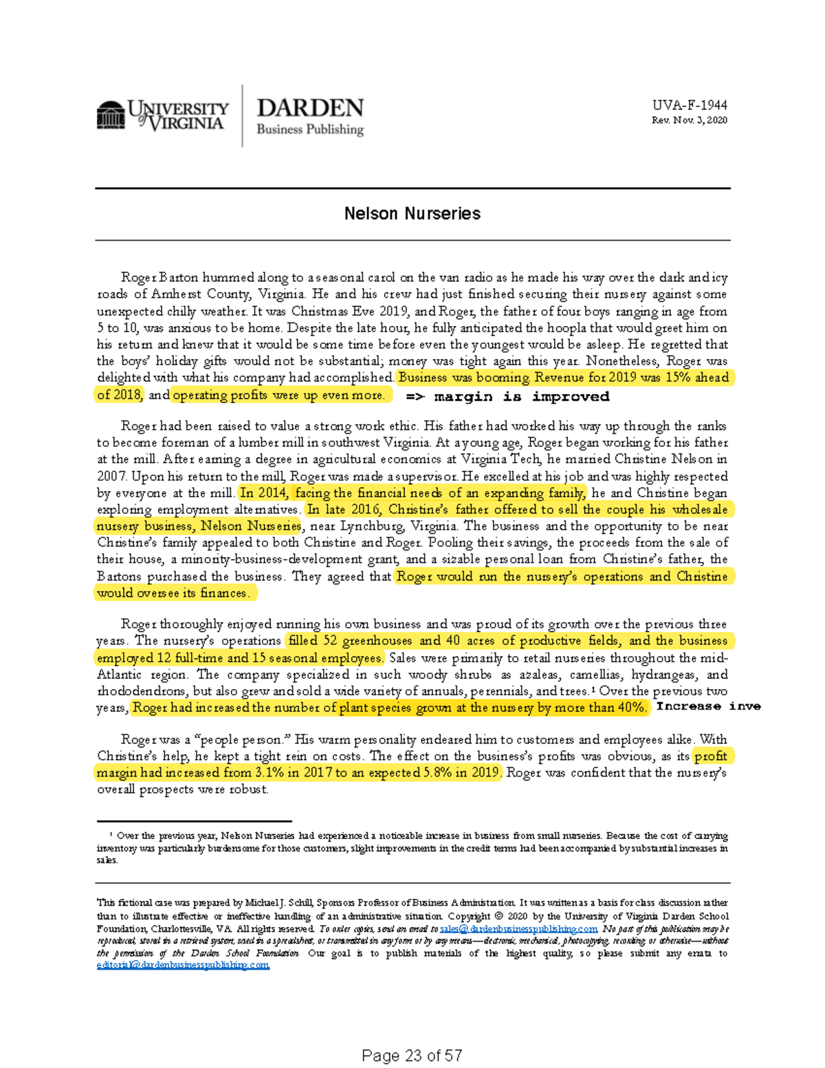 Nelson Nurseries UVAF Rev. Nov. 3, 2020 This fictional case was
