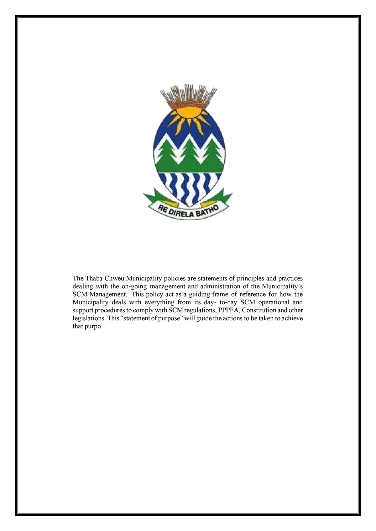 Reviewed SCM Policy 2024 - The Thaba Chweu Municipality Policies Are ...