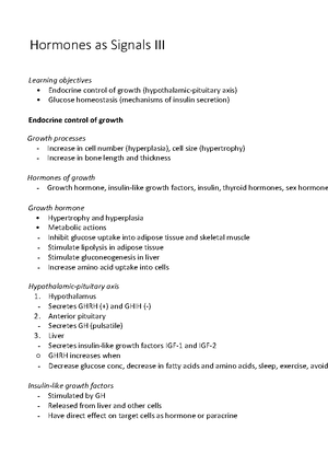 Hormones as signals II - Lecture notes 2 - Hormones as signals II Gland ...