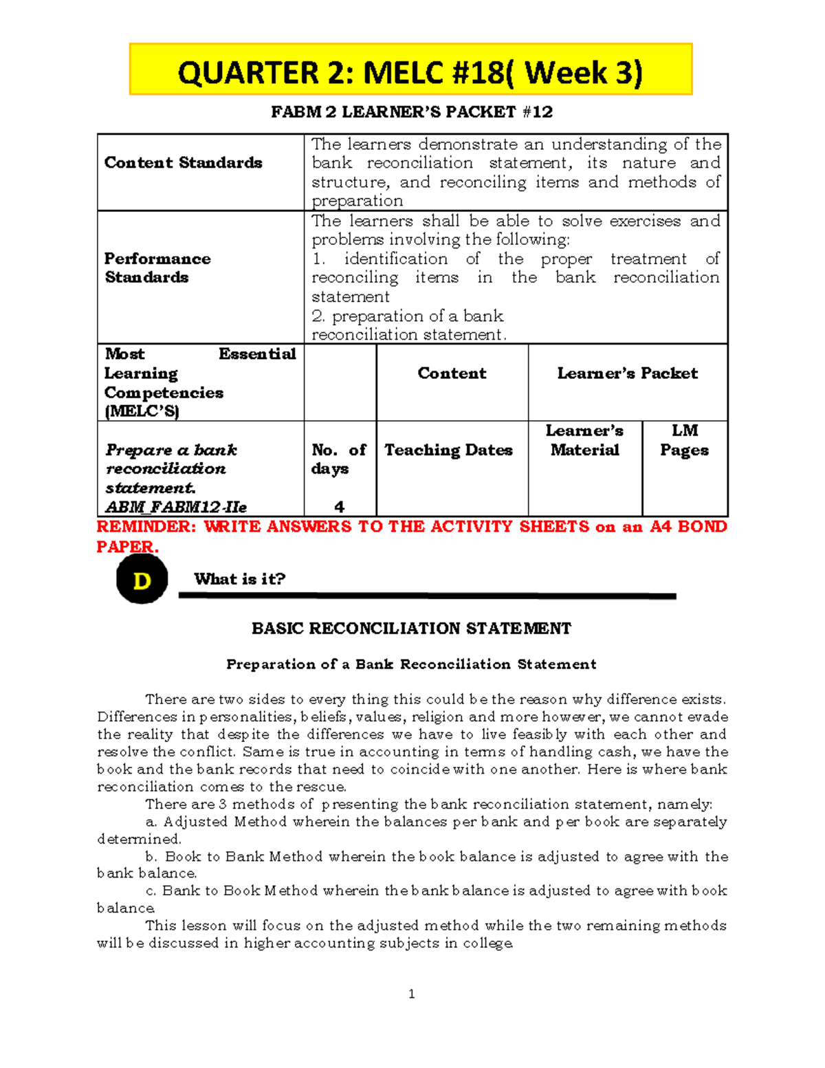 FABM2 Q2 Wk3 - Fabm Lectures - FABM 2 LEARNER’S PACKET # 12 Content ...