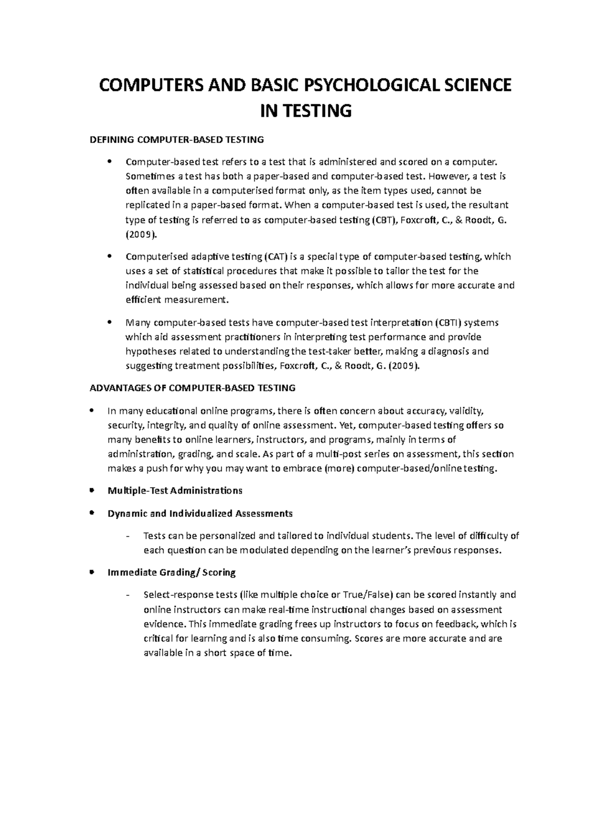 Computer Based Psychological Testing - COMPUTERS AND BASIC ...