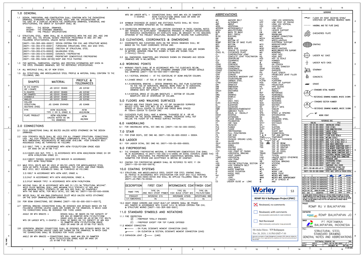 26071100S000000001 005 Structural Steel STD DWG General Notes AND