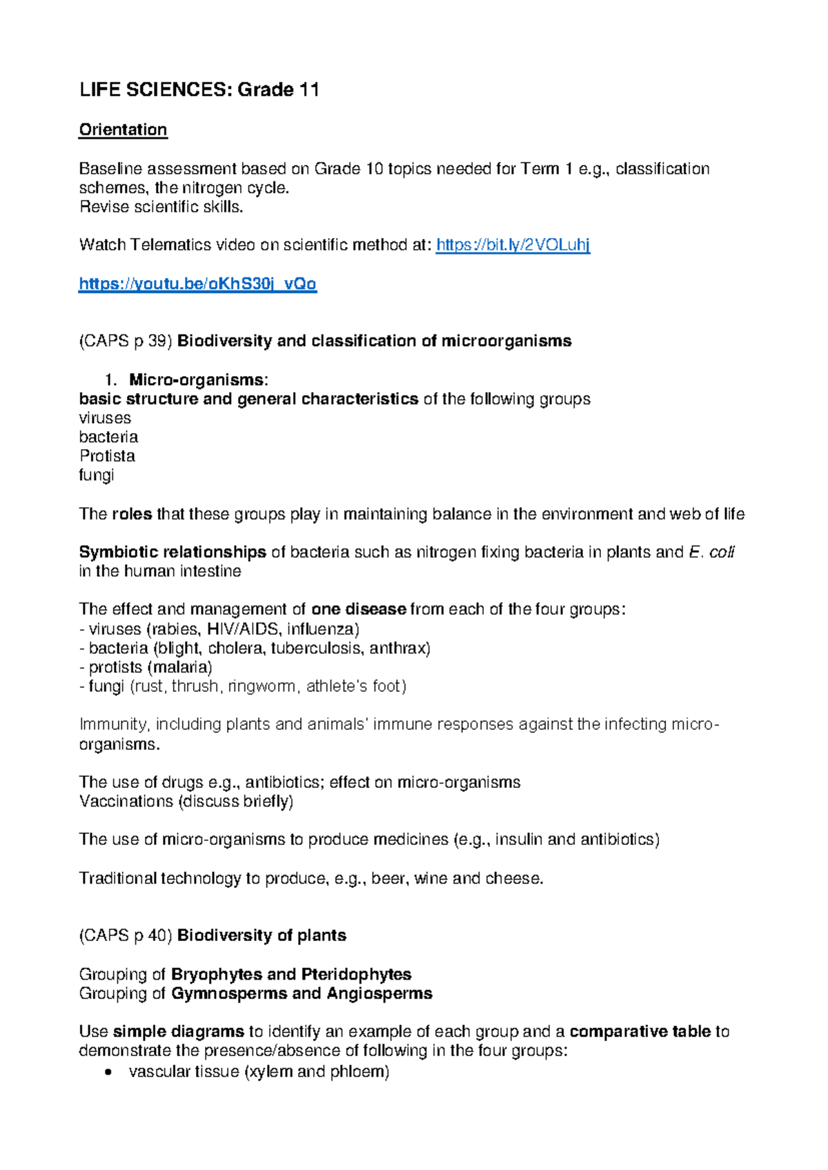 Grade 11 Term1and2 scope from ATP 2024 LIFE SCIENCES Grade 11