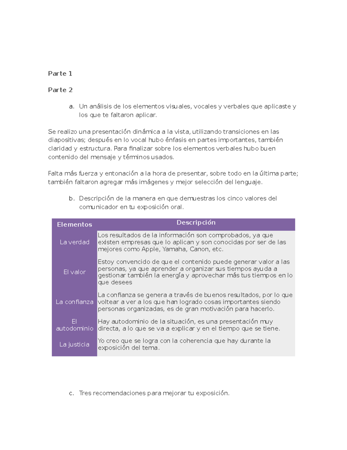 Actividad 1 - comunicación efectiva - Parte 1 Parte 2 a. Un análisis de ...