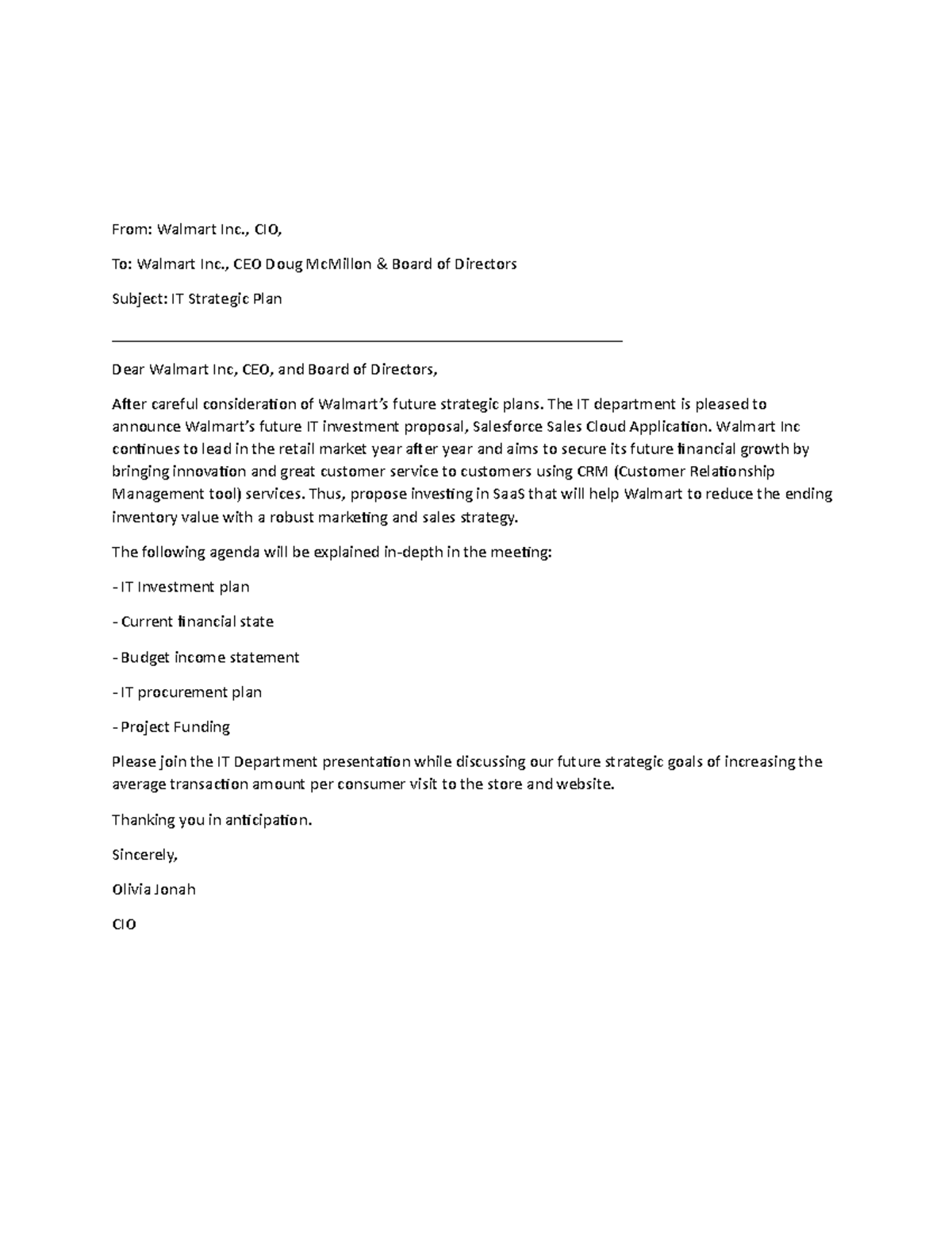 Email - invitation to CEo for presentation - From: Walmart Inc., CIO ...