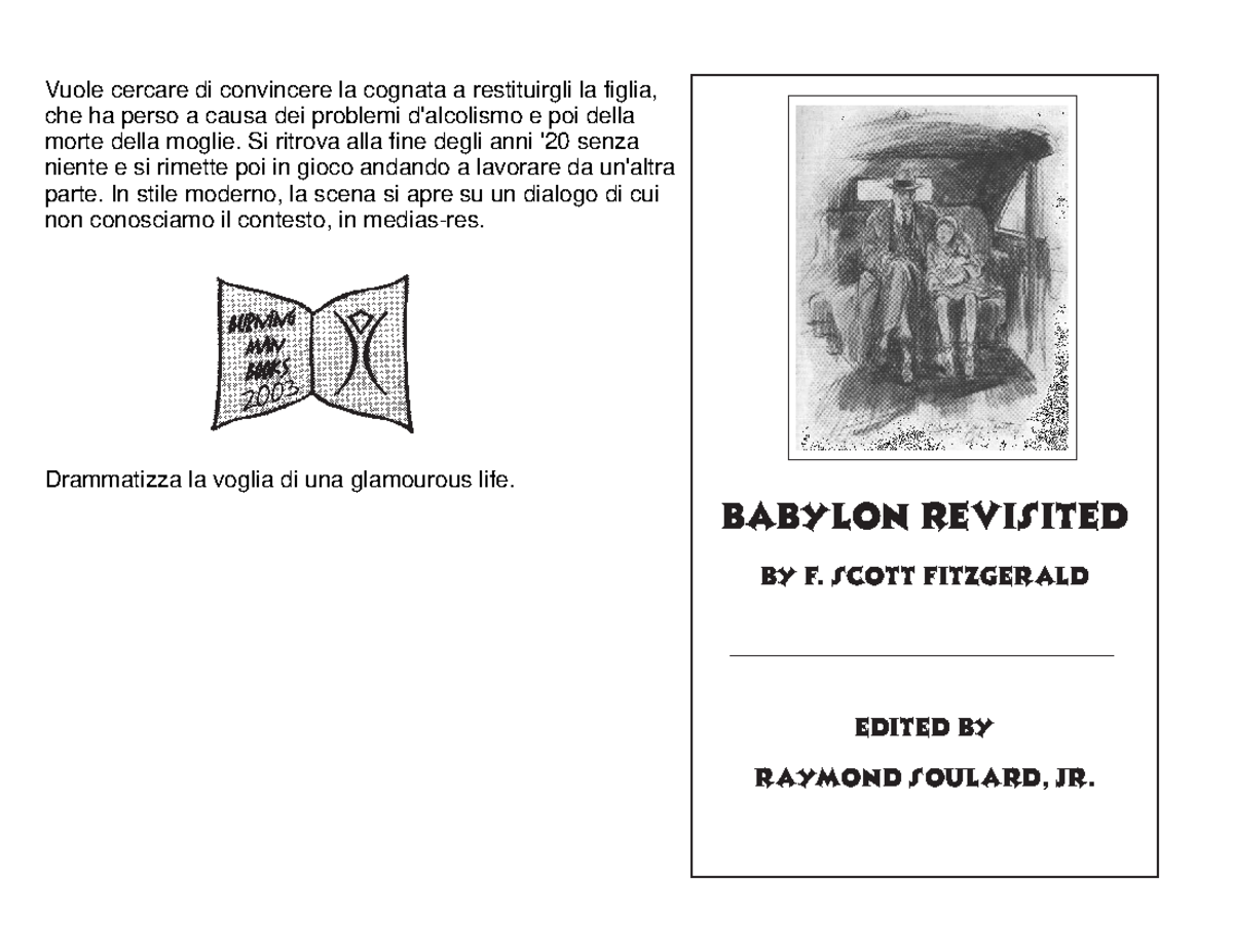 Babylon revisited Babylon RevisIted by F. Scott Fitzgerald Edited by
