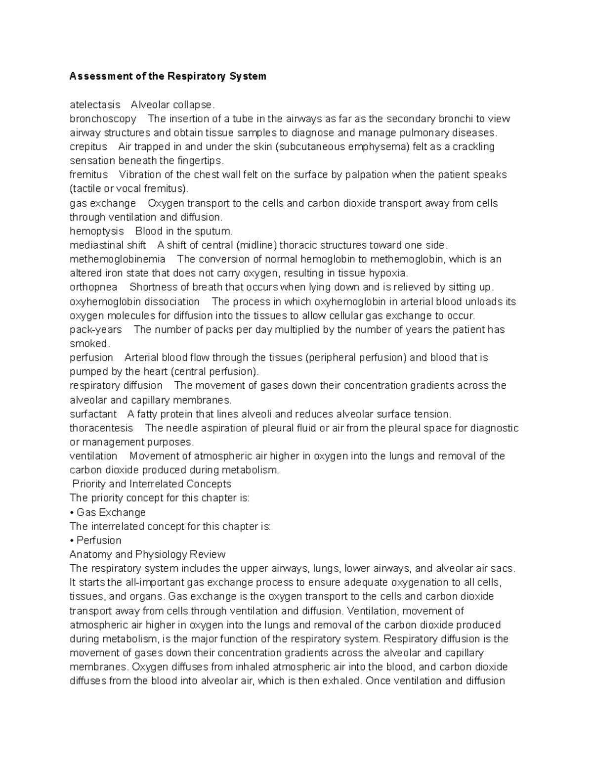 Unit 6, Chapter 24 - Notes on Ignatavicius Med-Surg book - Assessment ...