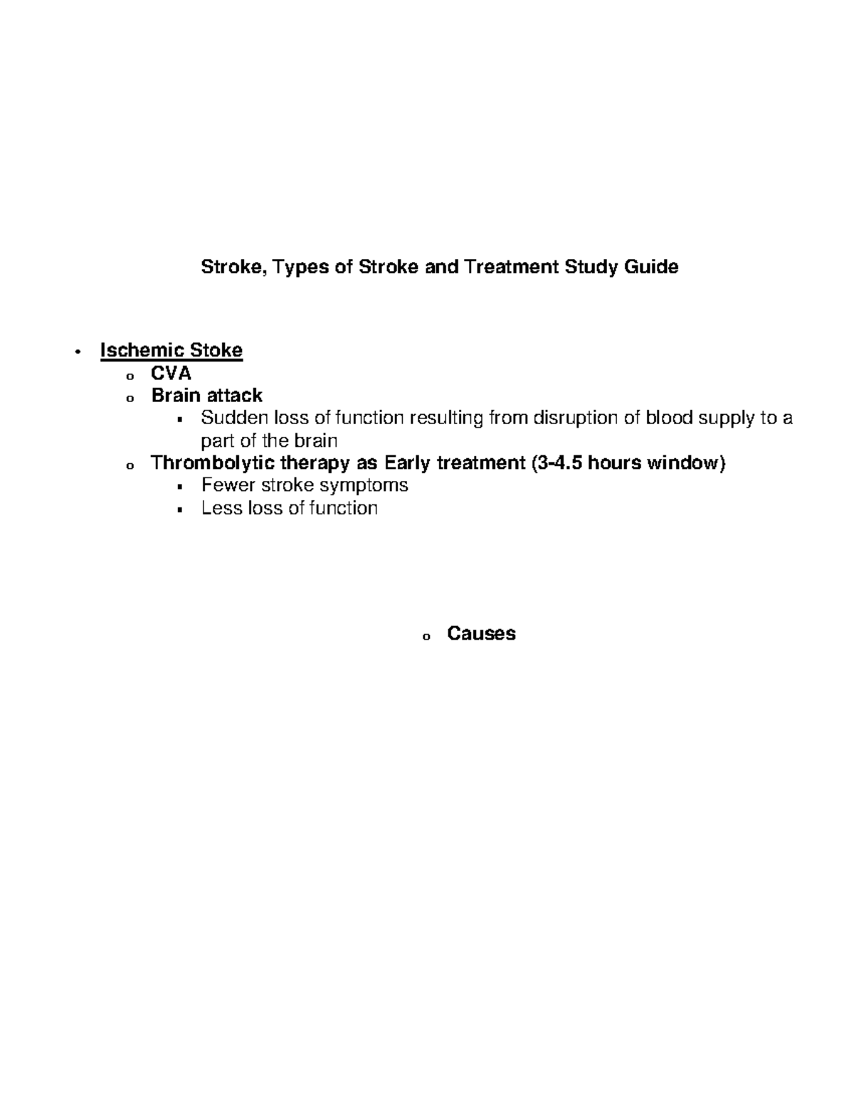 Stroke, Types of Stroke and Treatment Study Guide - Cryptogenic (no ...