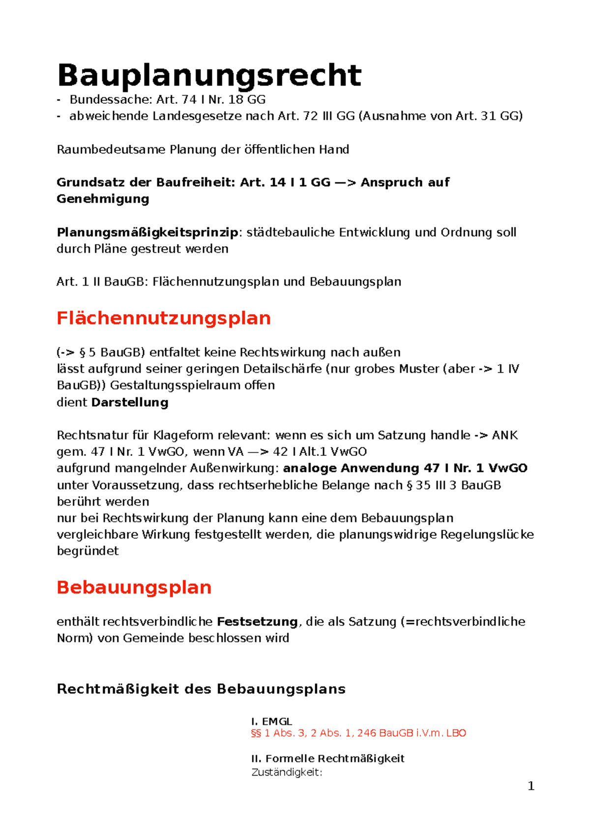 Baurecht NRW - Schemata, Definitionen - Bauplanungsrecht Bundessache ...