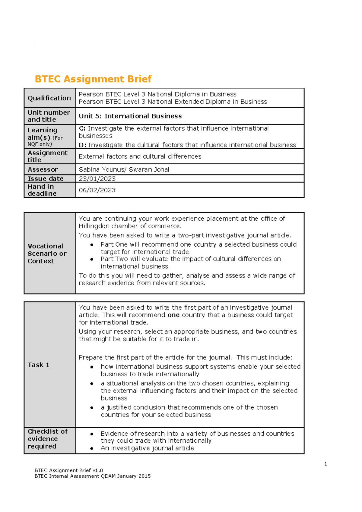 Unit 5 -Authorised-Assignment-Brief 2 - BTEC Assignment Brief ...