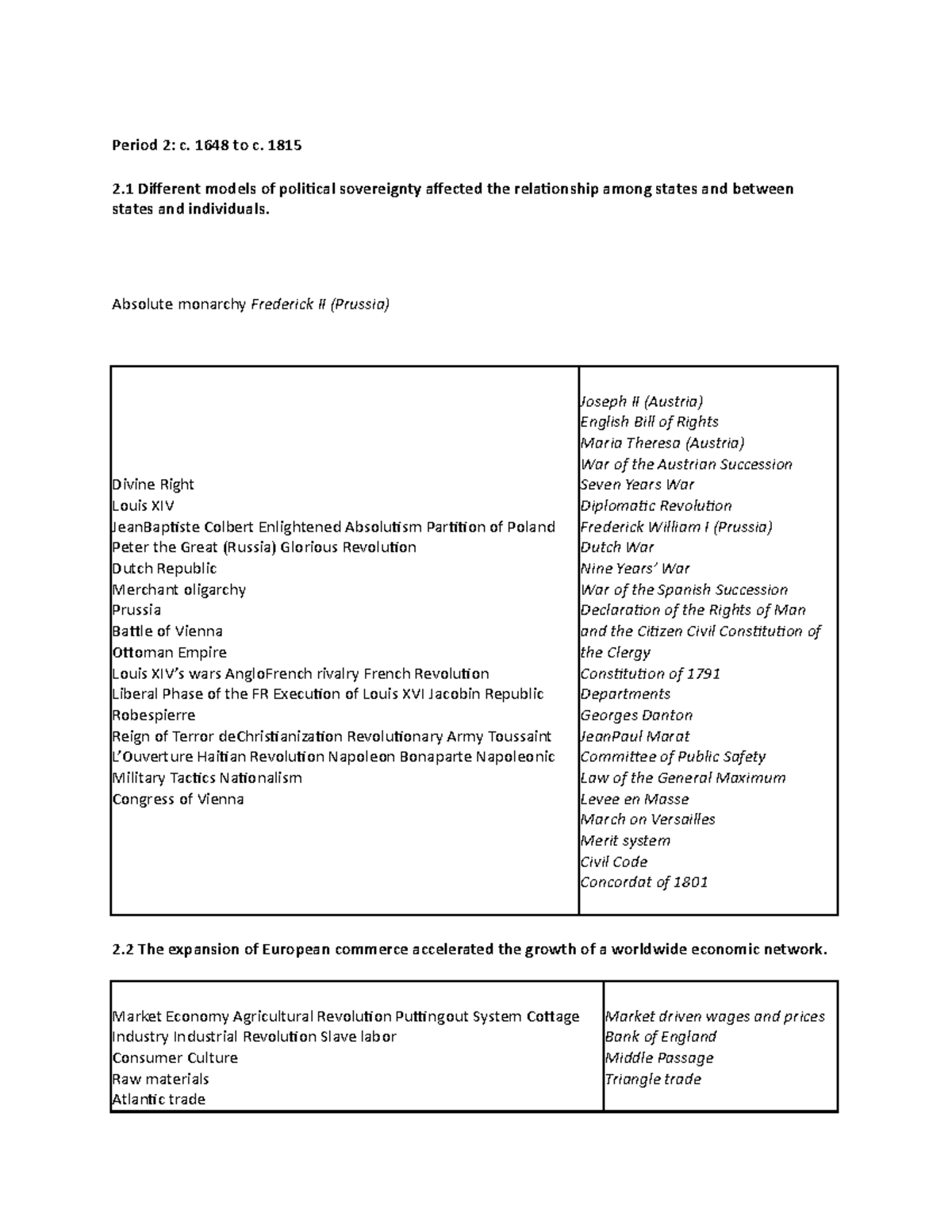 Period 2- C. 1648 To C. 1815 - Period 2: C. 1648 To C. 1815 2 Different ...