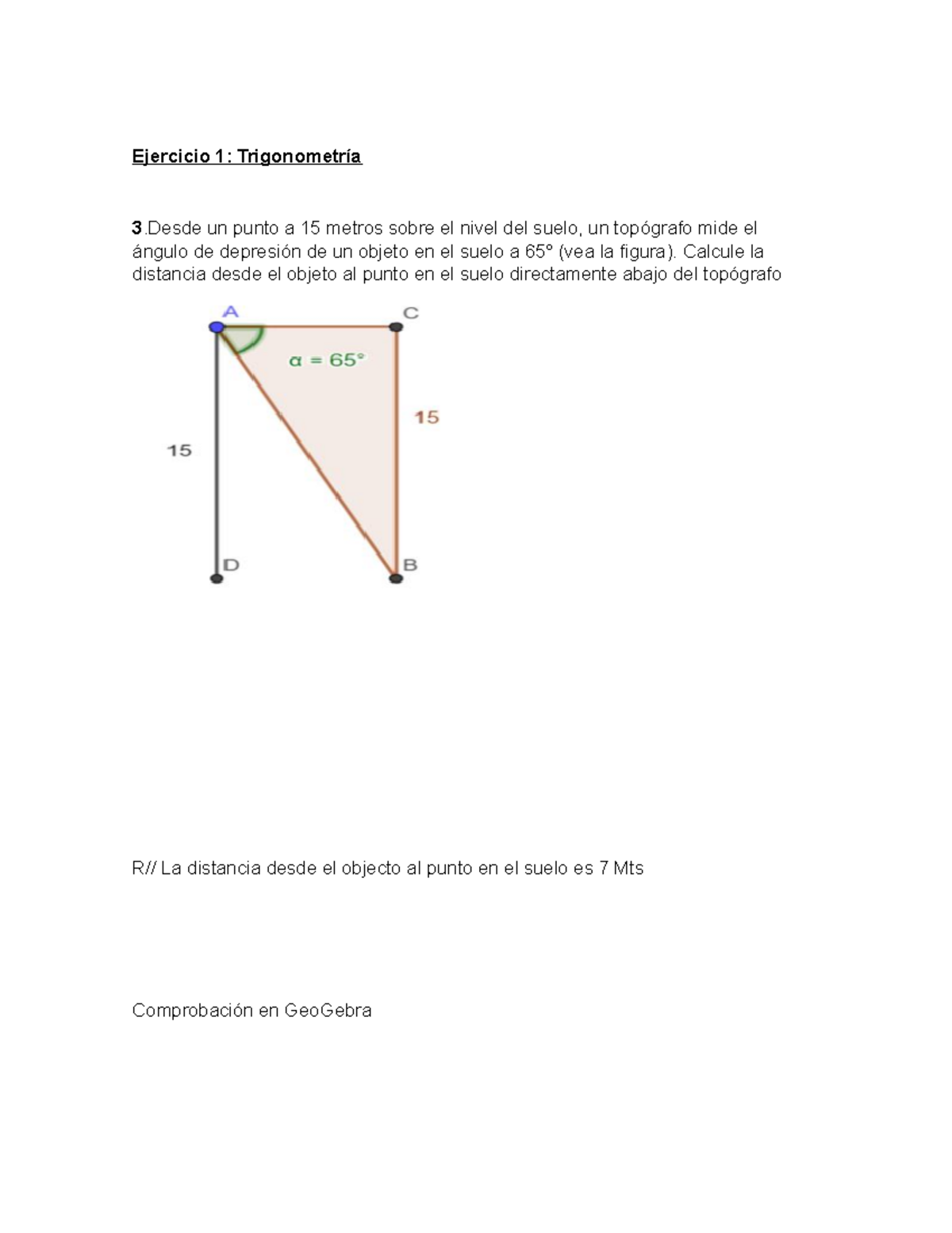 Ejercicios Trigonometria - Ejercicio 1: Trigonometría 3 .Desde Un Punto ...