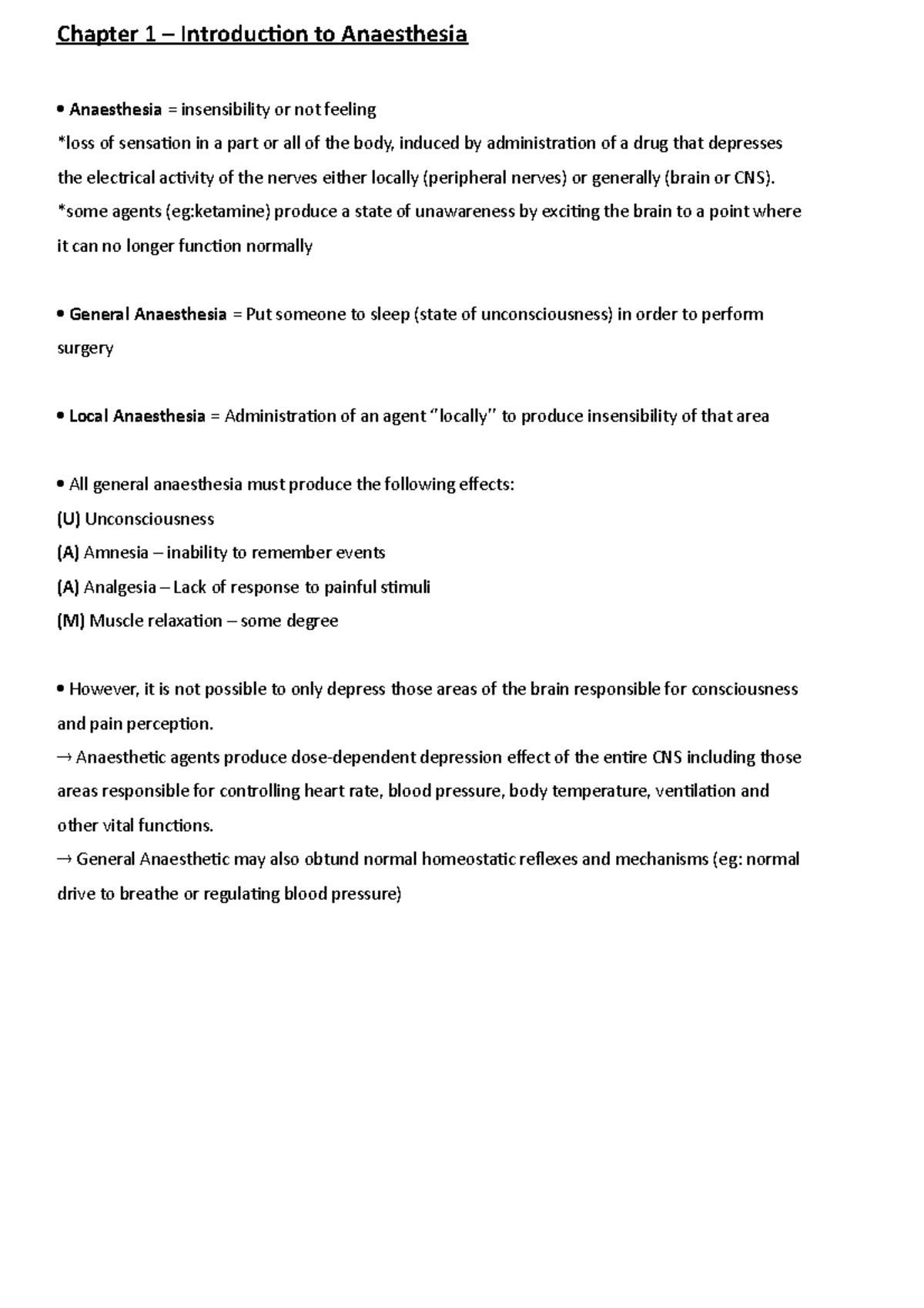Lec 1-Introduction to anaesthesia - Chapter 1 – Introduction to ...
