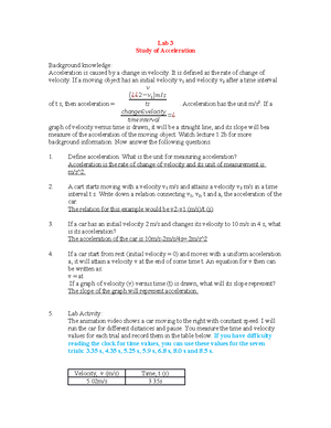 Lab 2 Average speed - Assignment for Fundamental of Physical World ...