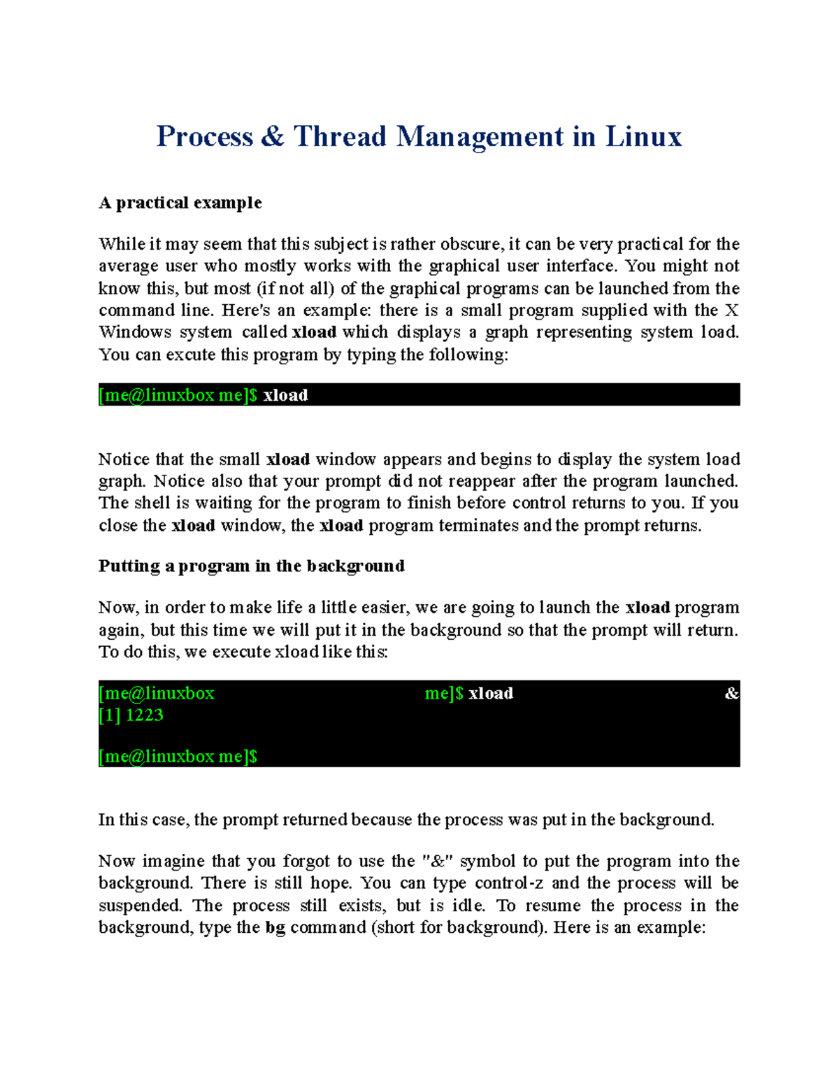 Tutorial 4 Exercise holy Process & Thread Management in Linux A