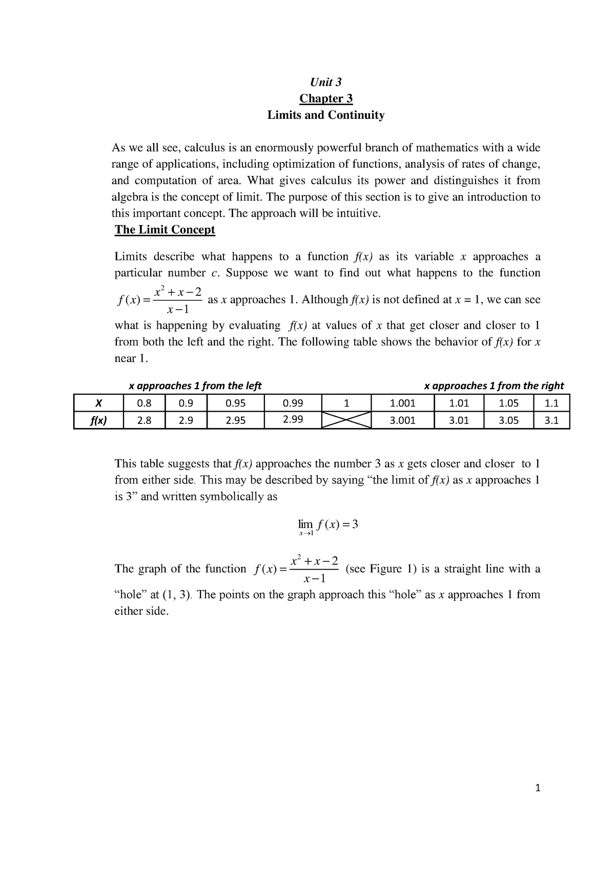 Unit 3 Chapter 3 (limits and continuity) - Unit 3 Chapter 3 Limits and ...